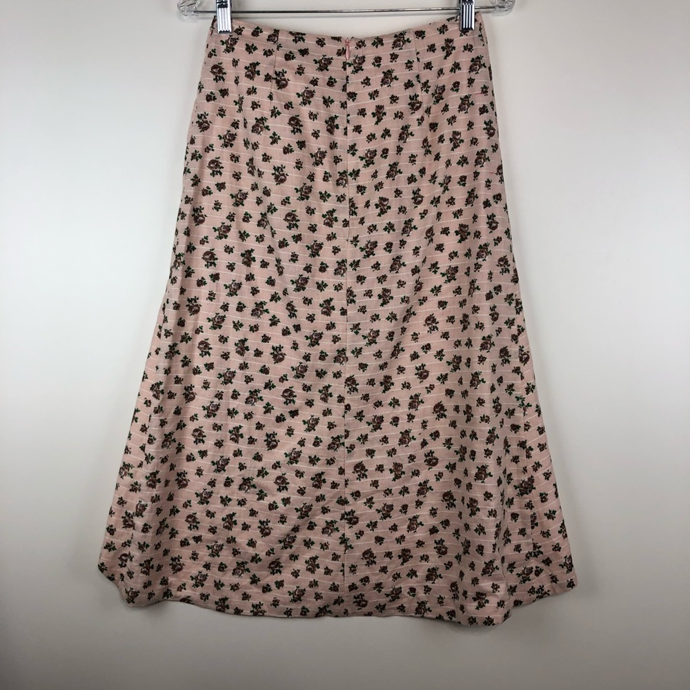 Majorelle Floral Pink MIDI Faux Wrap Skirt Small Draped - Picture 6 of 8